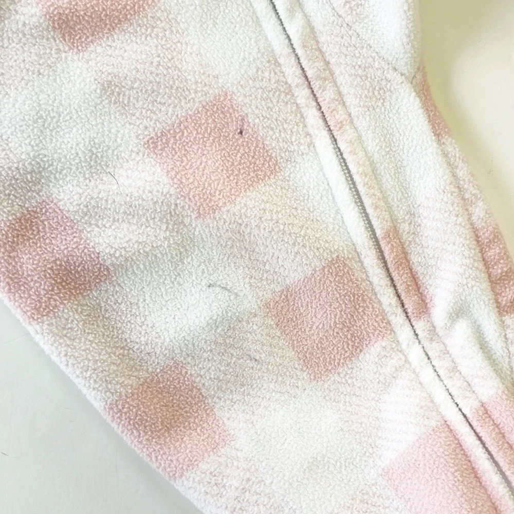 Carter's pink/white dog fleece zip up baby footie